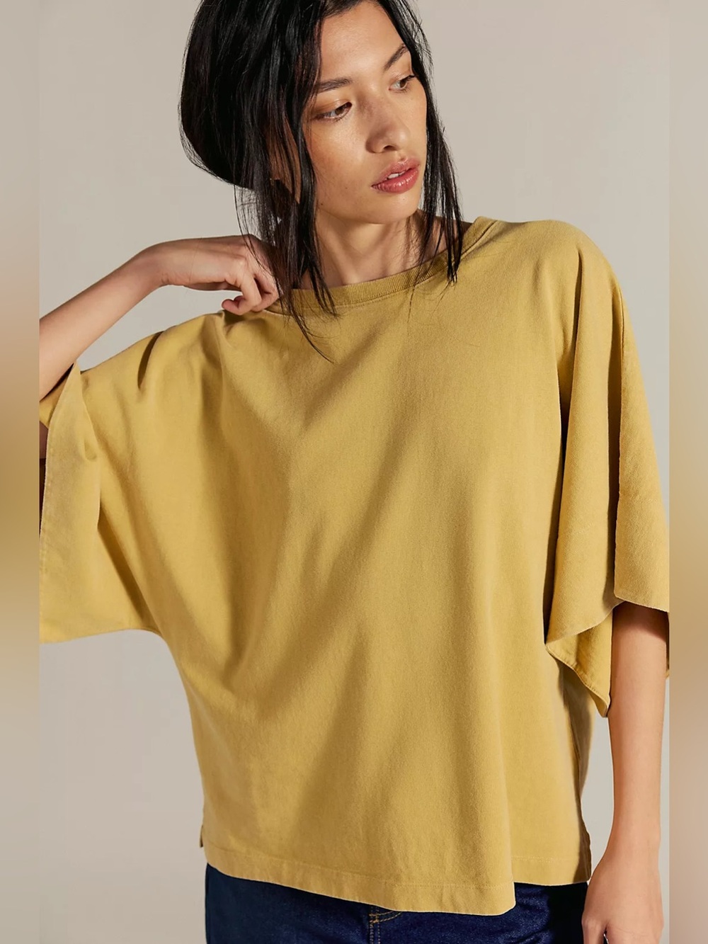 Free People Atlas Dolman Oversized Tee in Mustard Yellow